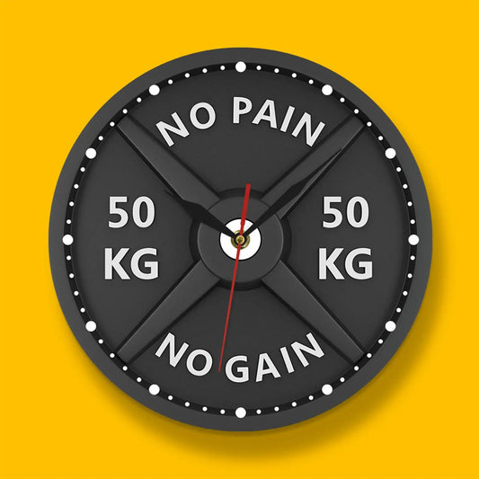 3D Barbell Gym Wall Clock – Silent Quartz Design