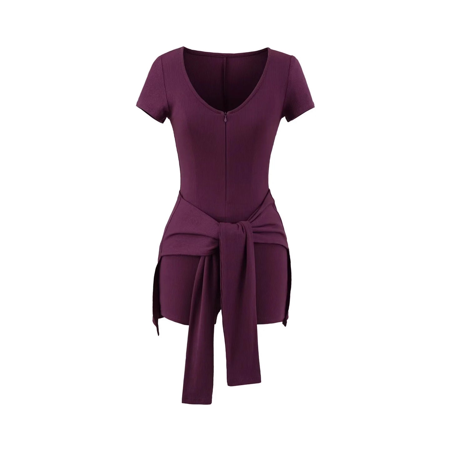 Women’s Deep V‑Neck Fitness Jumpsuit – Three‑Quarter Sleeve Rayon Activewear