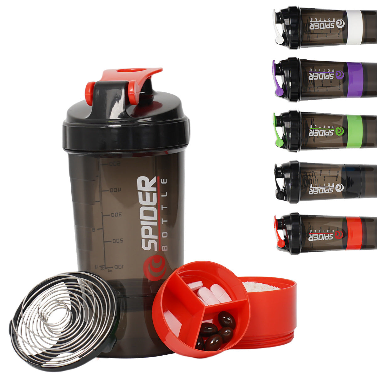 500ml Protein Shaker Cup | 3-Layer Leak-Proof Mixing Bottle with Storage