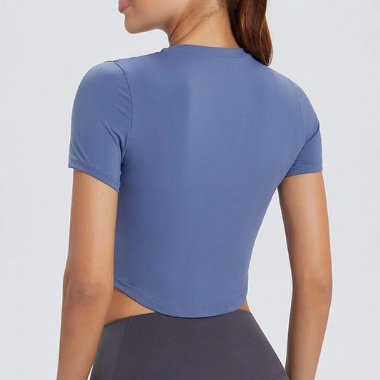 Women’s Yoga T‑Shirt – Short Sleeve Round Neck Slim Fit Activewear Top