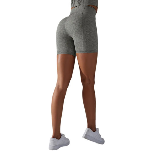 Mermaid Curve High Waist Tight Seamless Knitted GYM Shorts Hip Up Breathable Stripe Shorts Running Fitness Quick Dry Yoga Shorts