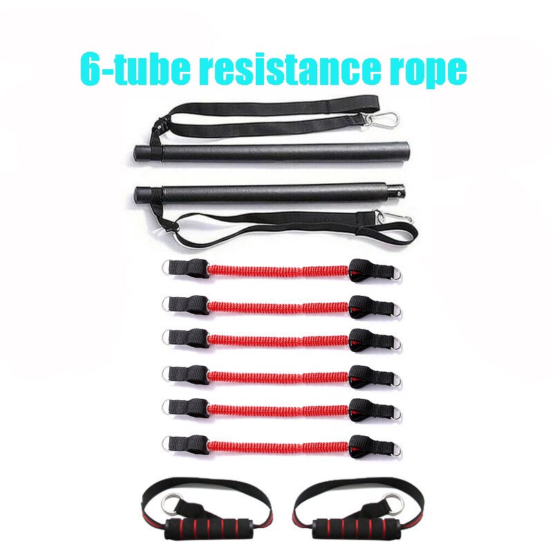 Resistance Band Pilates Stick – Durable Steel Fitness Bar with Latex Power Cords