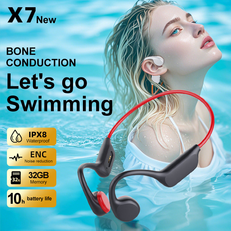 Bone Conduction Bluetooth Headphones | IPX8, 32GB, Open-Ear