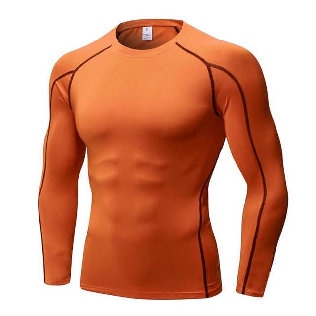 Men’s Quick Dry Long Sleeve Fitness T‑Shirt – Breathable Polyester Spandex Gym Top