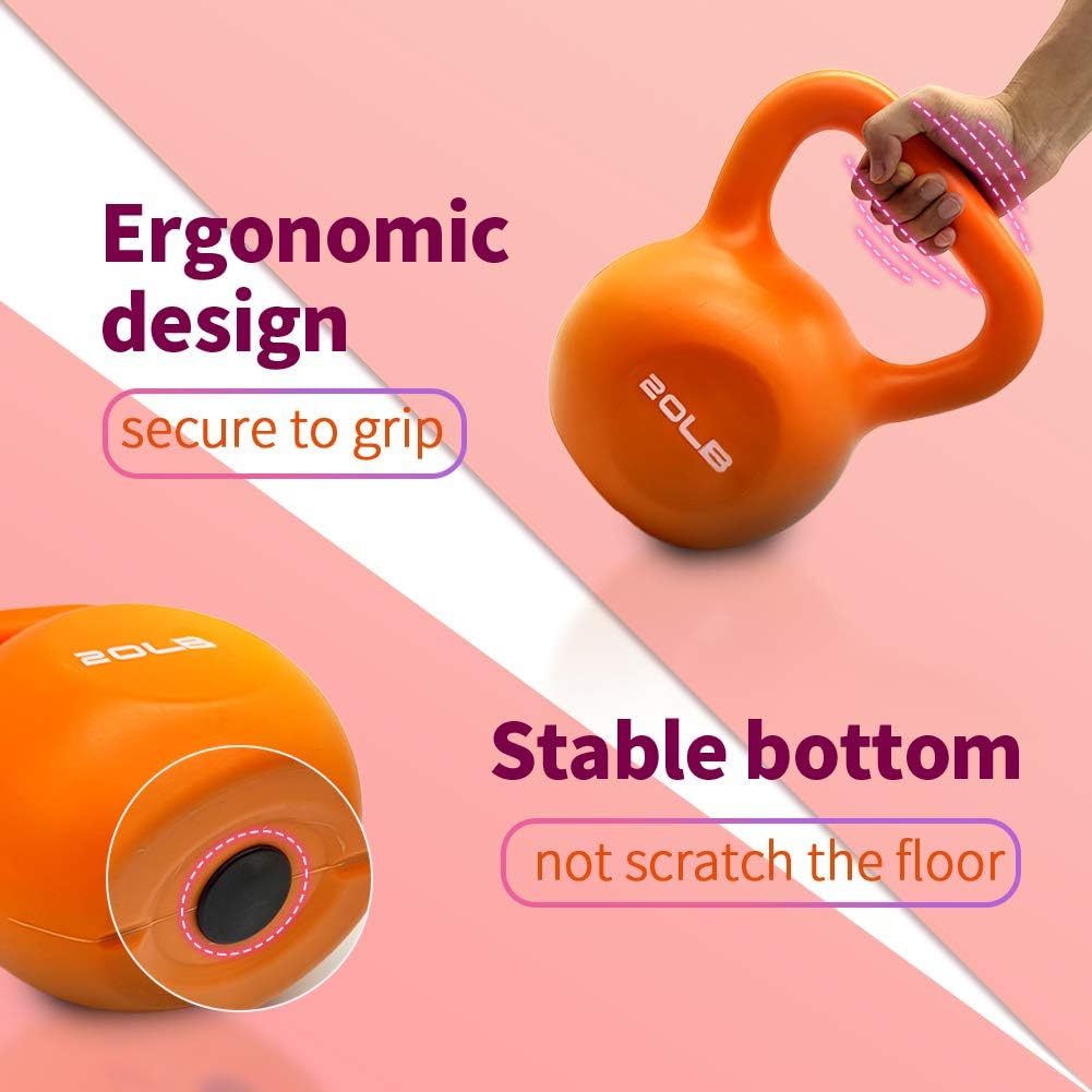 20lbs Vinyl Coated Kettlebell – Strength Training Weight Set