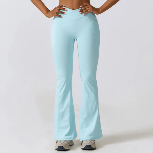Women’s Stretch Fitness Bell Bottom Pants – Nylon Yoga & Dance Leggings