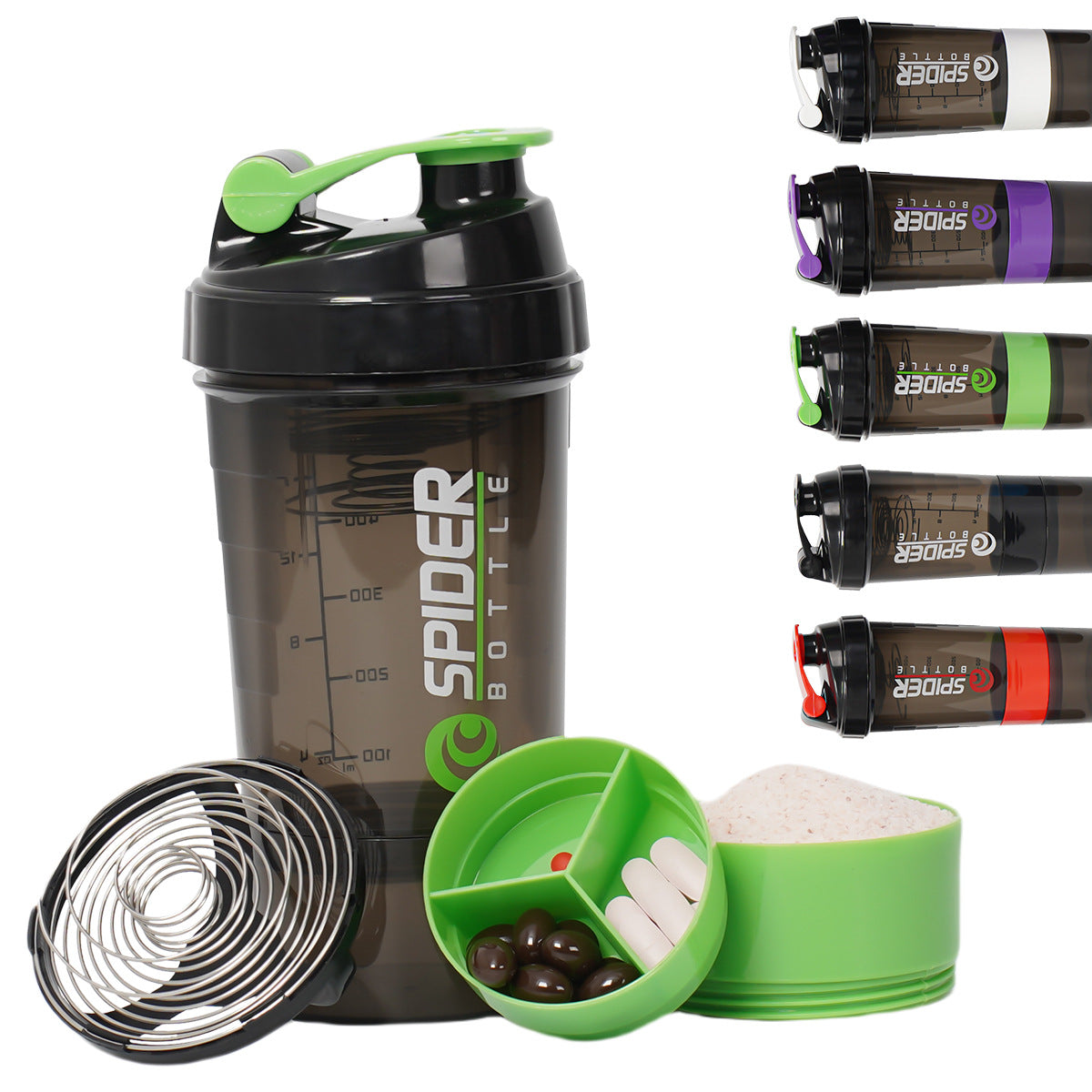 500ml Protein Shaker Cup | 3-Layer Leak-Proof Mixing Bottle with Storage