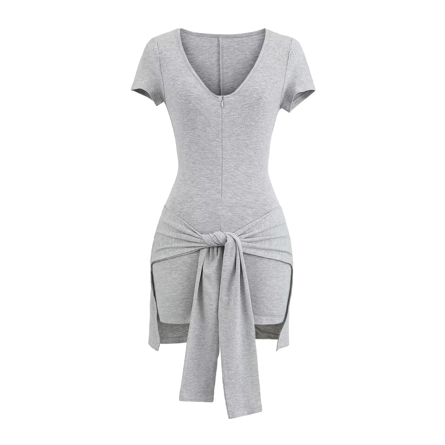 Women’s Deep V‑Neck Fitness Jumpsuit – Three‑Quarter Sleeve Rayon Activewear