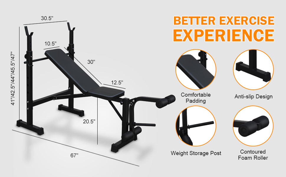Olympic Weight Bench with Squat Rack – Home Gym Set