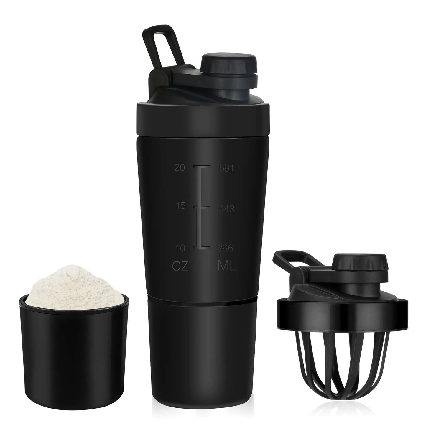 Stainless Steel Protein Shaker Bottle with Storage | Leak-Pr