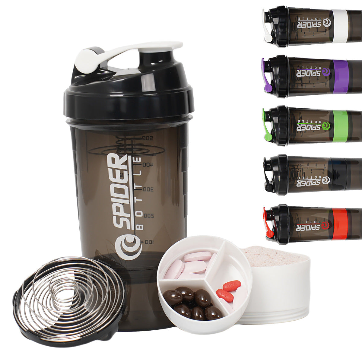 500ml Protein Shaker Cup | 3-Layer Leak-Proof Mixing Bottle with Storage