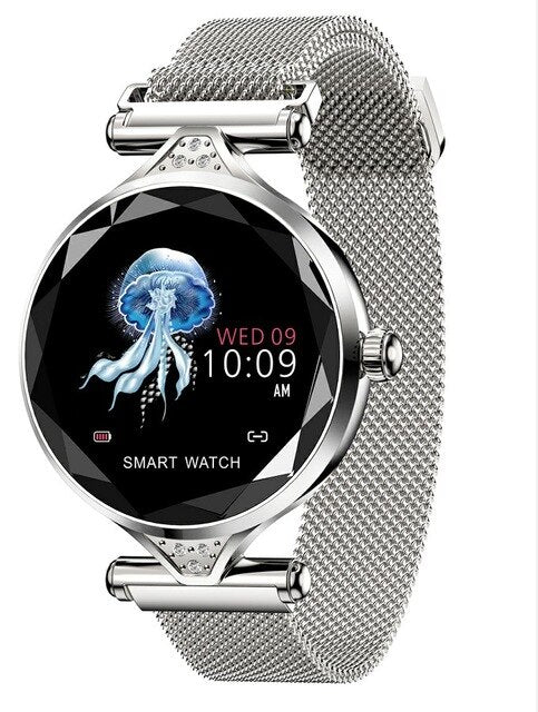 Women's Diamond Flower Smartwatch: BP & HR Monitor