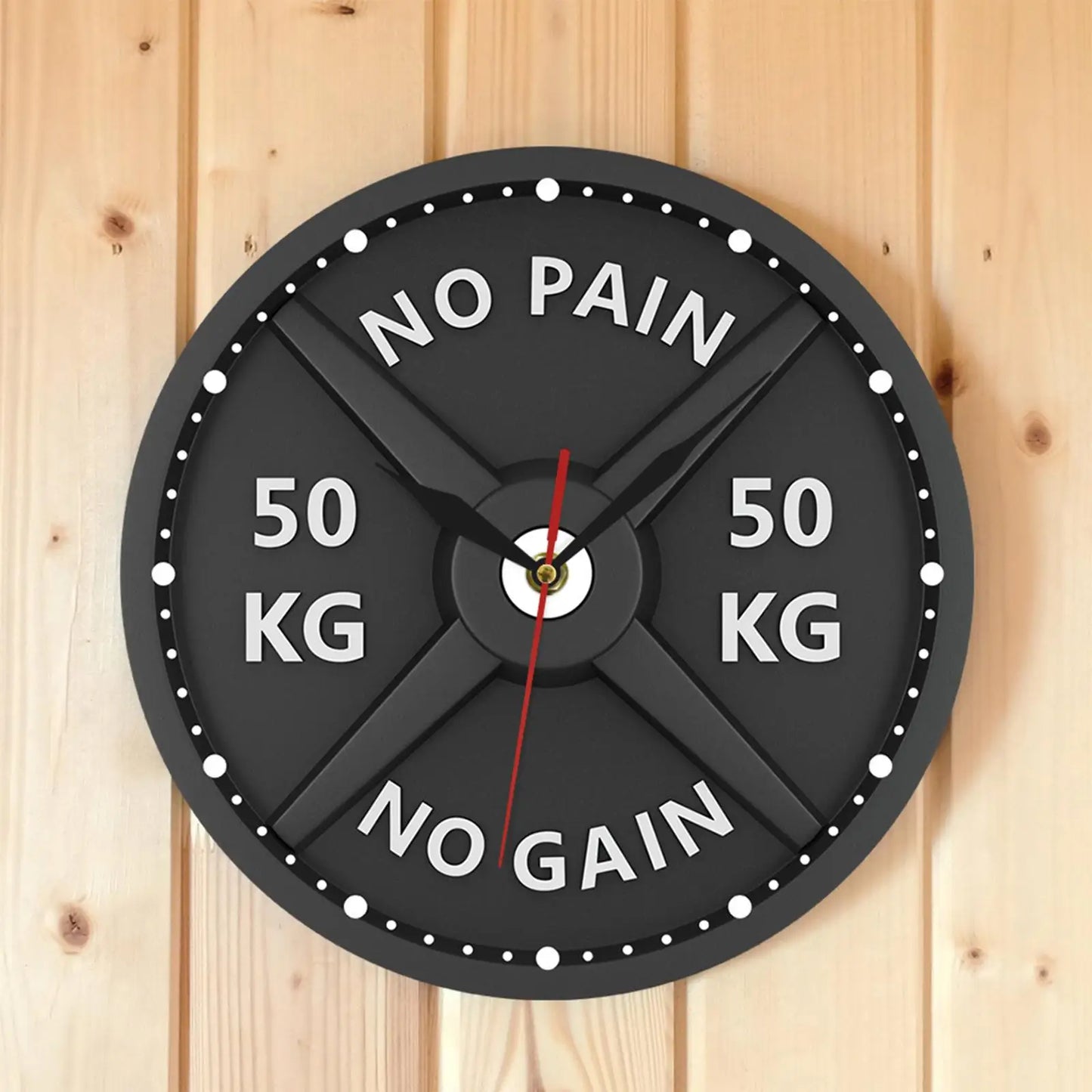 3D Barbell Gym Wall Clock – Silent Quartz Design