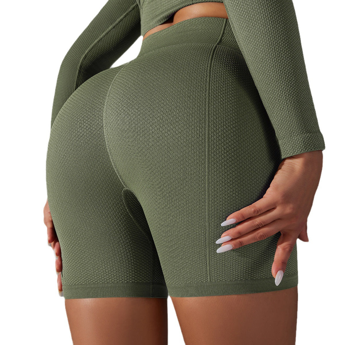 Women’s Seamless High‑Waist Yoga Shorts – Butt‑Lifting Jacquard Design