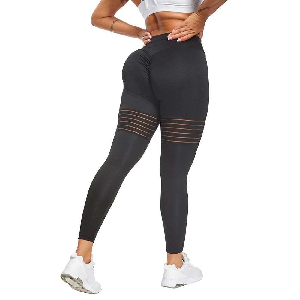 Women’s Breathable Mesh Yoga Pants – Flexible Polyester Spandex Workout Leggings