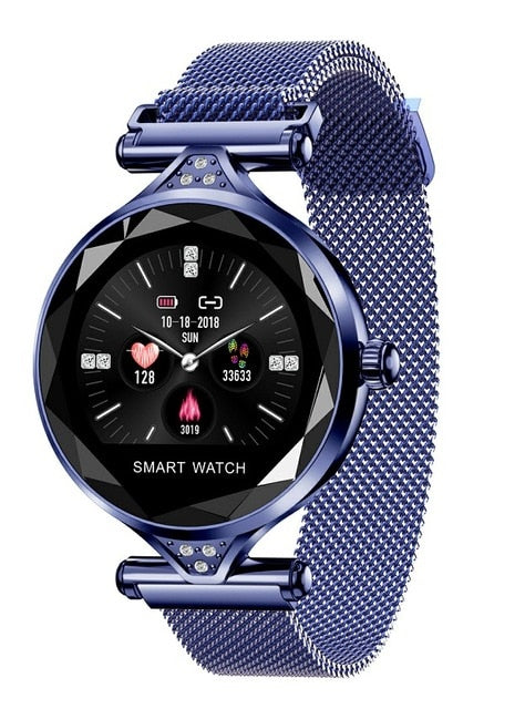 Women's Diamond Flower Smartwatch: BP & HR Monitor