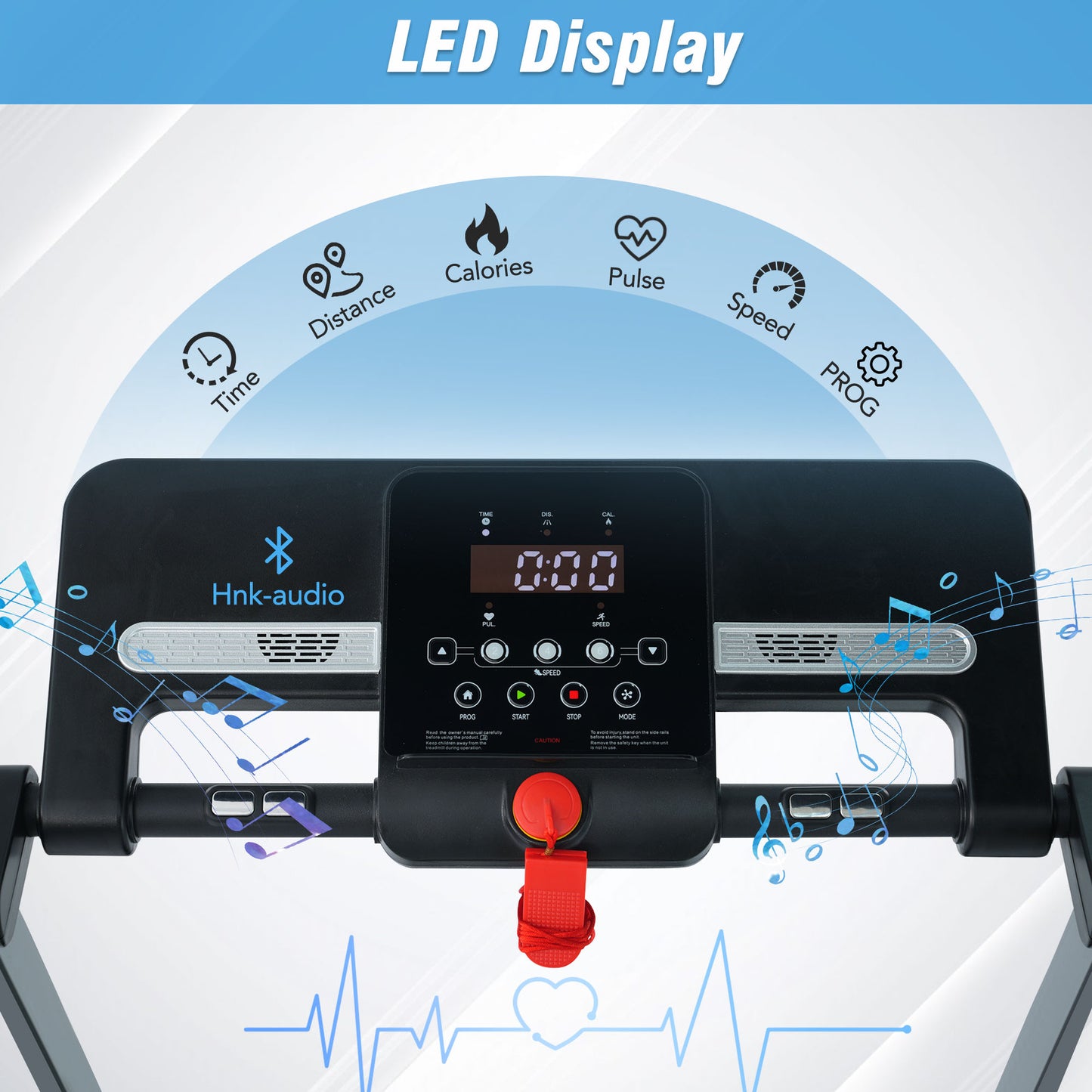 Folding Treadmill 2.5HP with Incline & Bluetooth Speaker