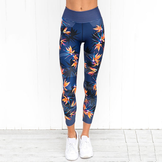 High‑Waisted Stripe Yoga Leggings – Women’s Fitness Pants