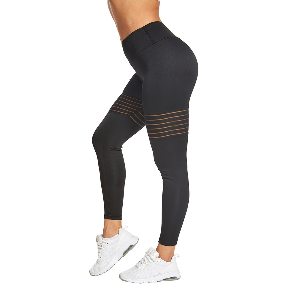 Women’s Breathable Mesh Yoga Pants – Flexible Polyester Spandex Workout Leggings