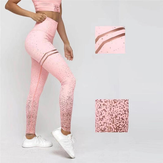 Stamping Yoga Pants Golden High Waist Sports Leggings for...