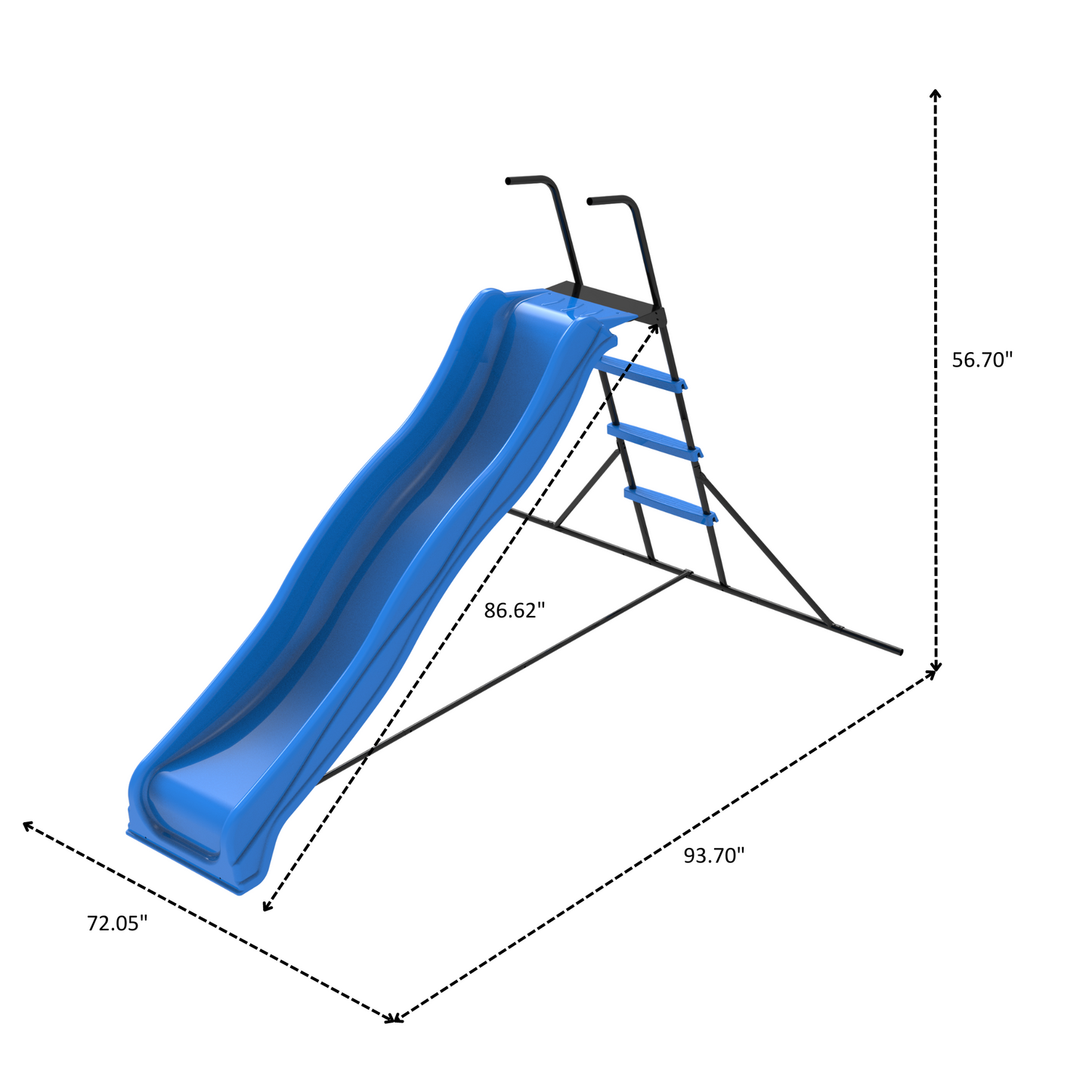 Kids 2.2M Freestanding Plastic Slide – Blue