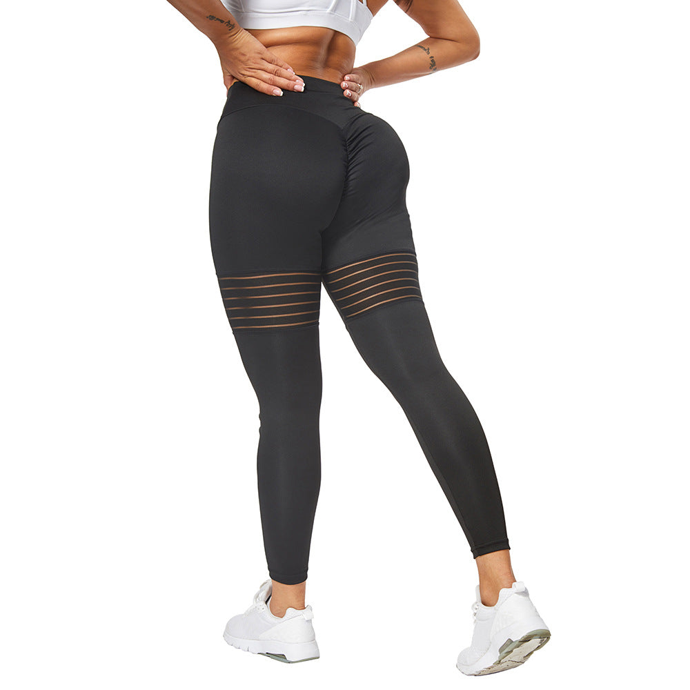 Women’s Breathable Mesh Yoga Pants – Flexible Polyester Spandex Workout Leggings