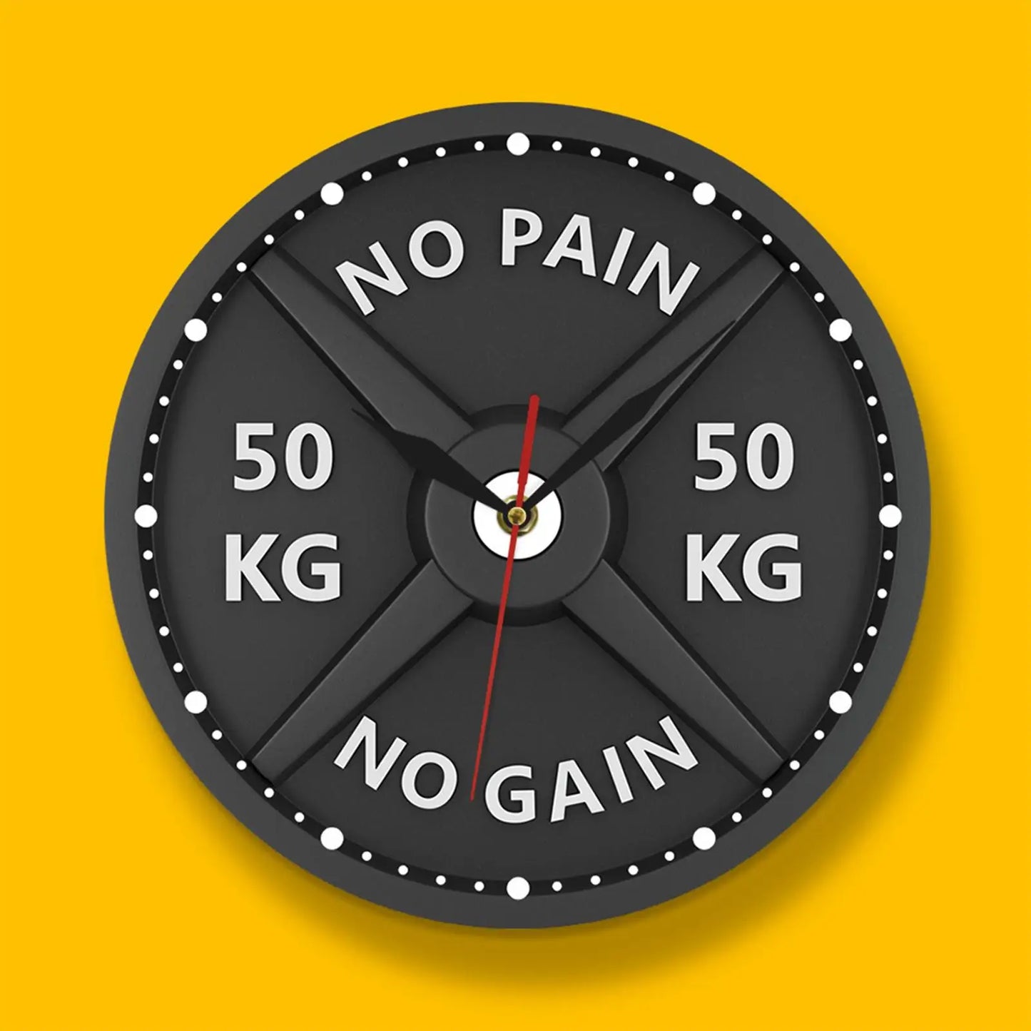 3D Barbell Gym Wall Clock – Silent Quartz Design