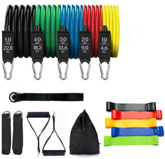 17-Piece Resistance Band Set – 150 lbs Chest Expander
