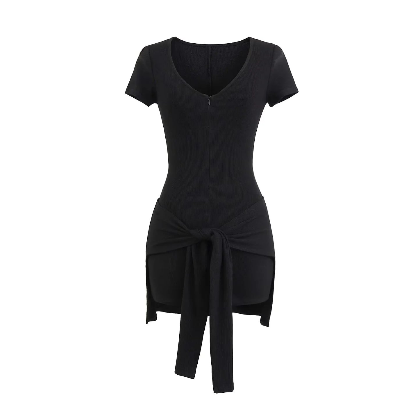 Women’s Deep V‑Neck Fitness Jumpsuit – Three‑Quarter Sleeve Rayon Activewear