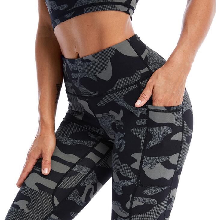 Women’s Camouflage Sports Suit – Polyester Fitness Workout Set, Summer Activewear