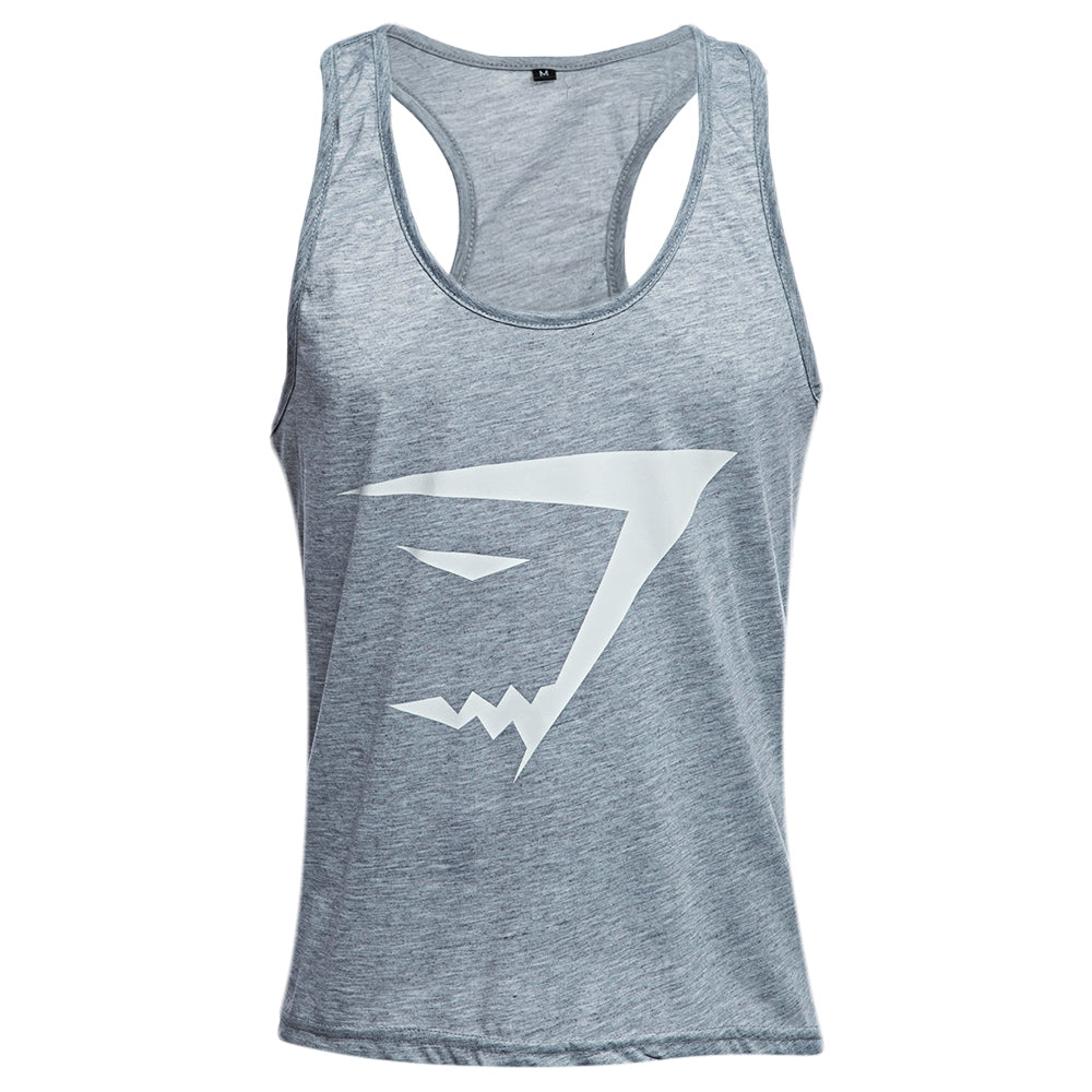 Men’s Racerback Gym Tank – Cotton Blend Scoop Collar