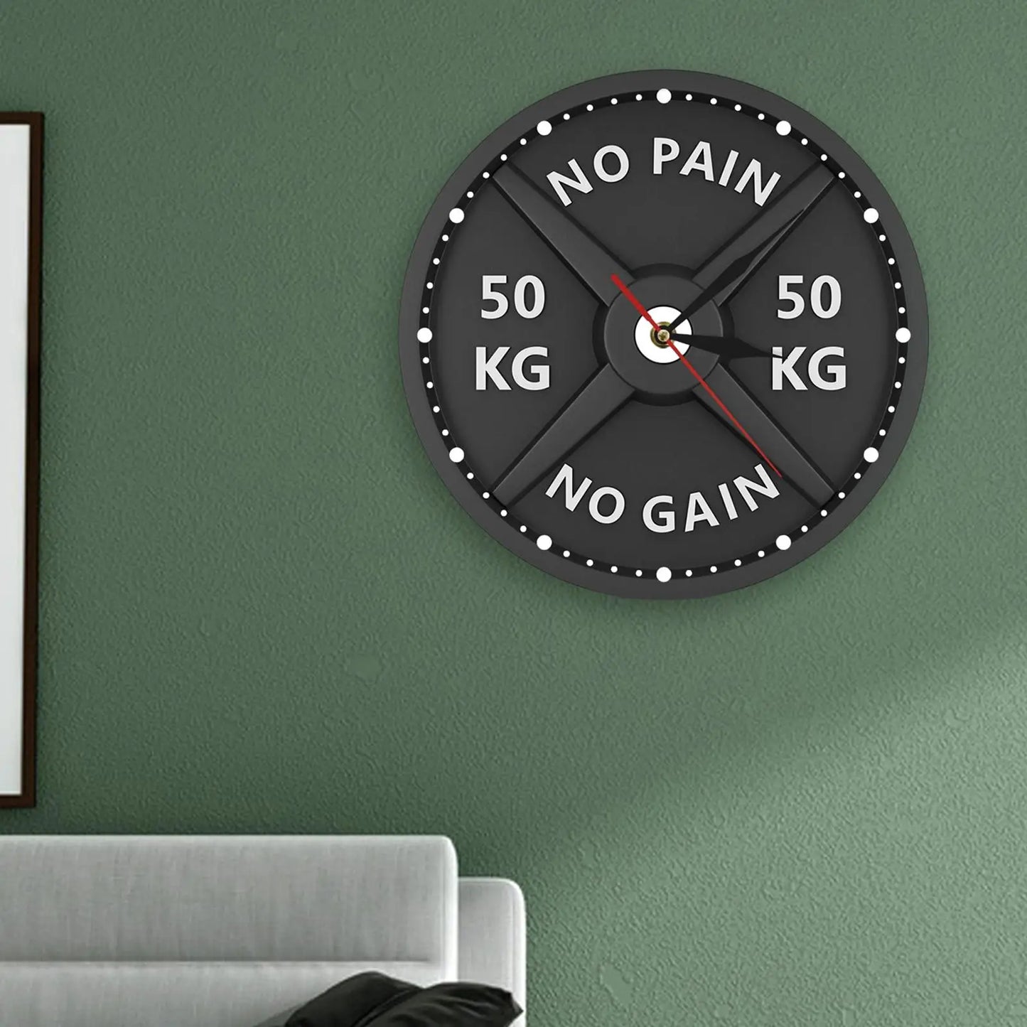 3D Barbell Gym Wall Clock – Silent Quartz Design