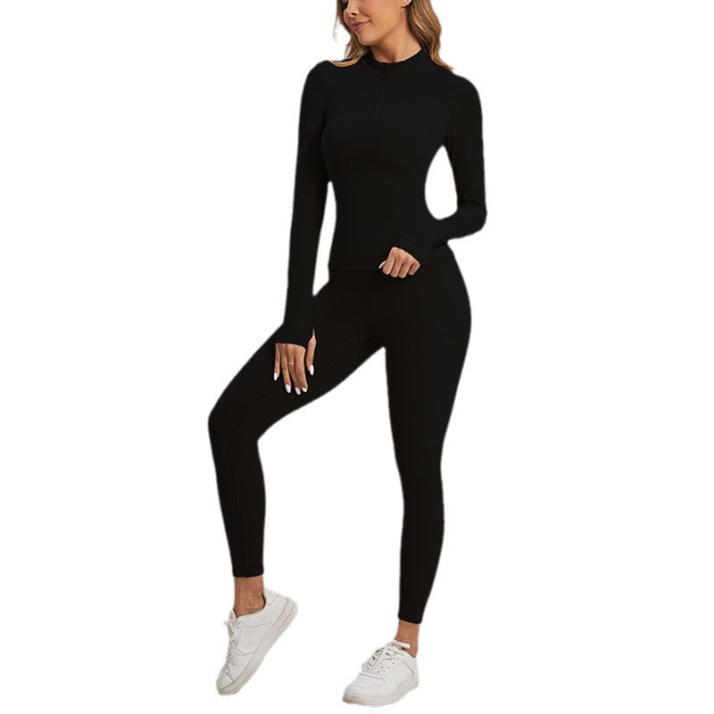 Women’s Winter Yoga Set – Zipper Jacket & High‑Waist Skinny Pants