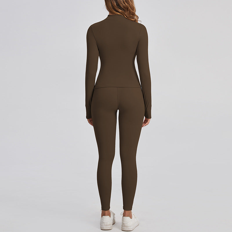 Women’s Winter Yoga Set – Zipper Jacket & High‑Waist Skinny Pants