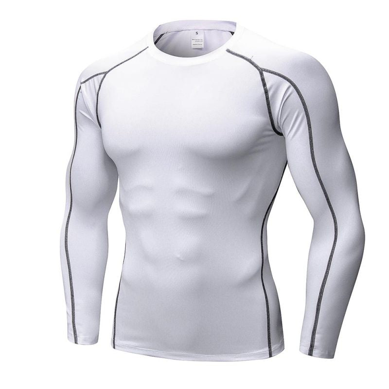 Men’s Quick Dry Long Sleeve Fitness T‑Shirt – Breathable Polyester Spandex Gym Top