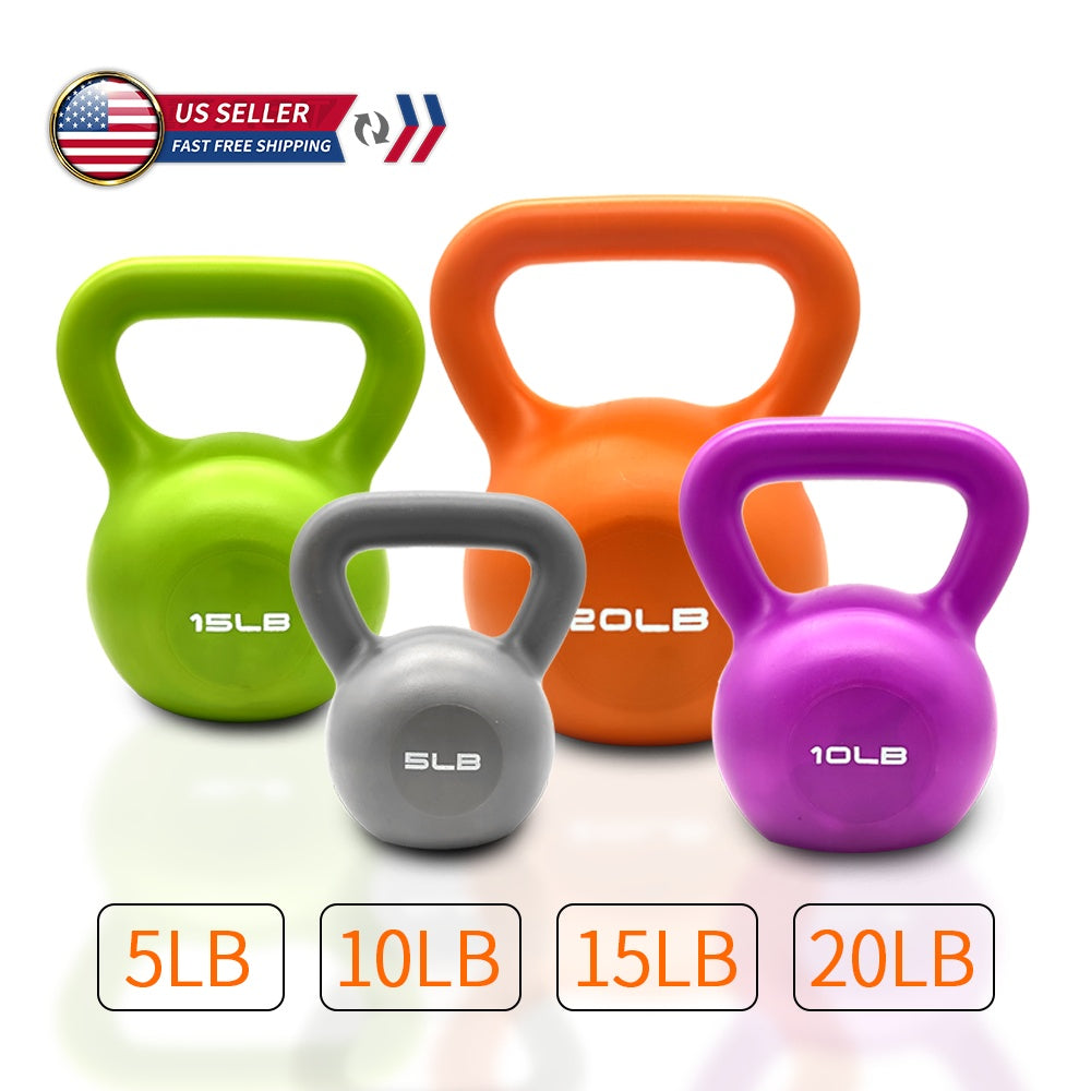15lbs Vinyl Coated Kettlebell – Strength Training Weight Set
