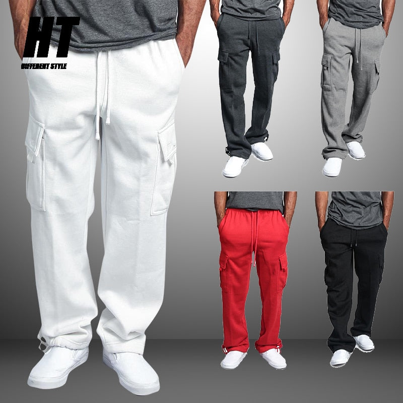 Men's Cargo Joggers – Breathable Cotton Fitness Sweatpants with Elastic Waist