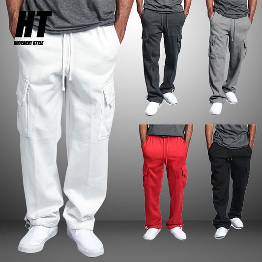 Men's Cargo Joggers – Breathable Cotton Fitness Sweatpants with Elastic Waist