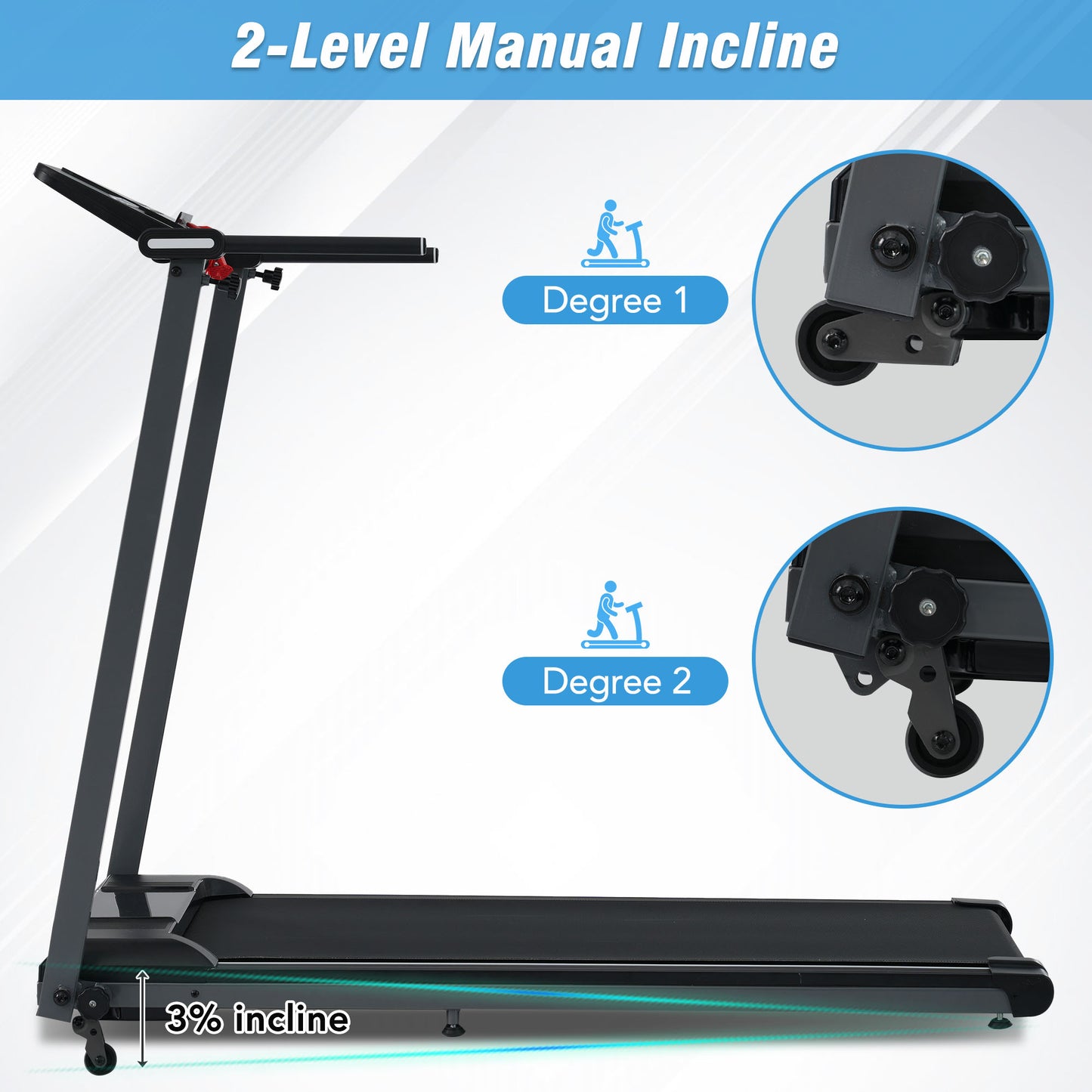 Folding Treadmill 2.5HP with Incline & Bluetooth Speaker