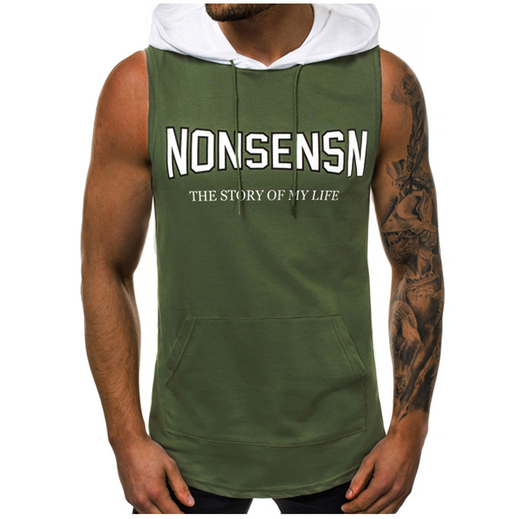 Men's Fitness Stringer Hoodie Tank