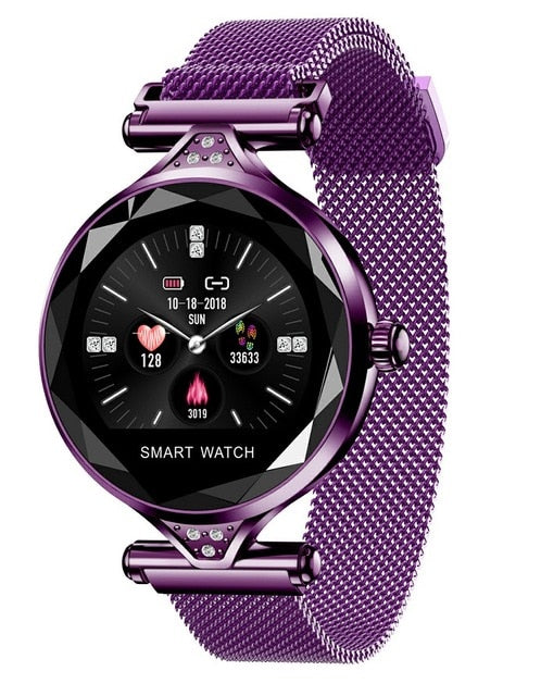 Women's Diamond Flower Smartwatch: BP & HR Monitor