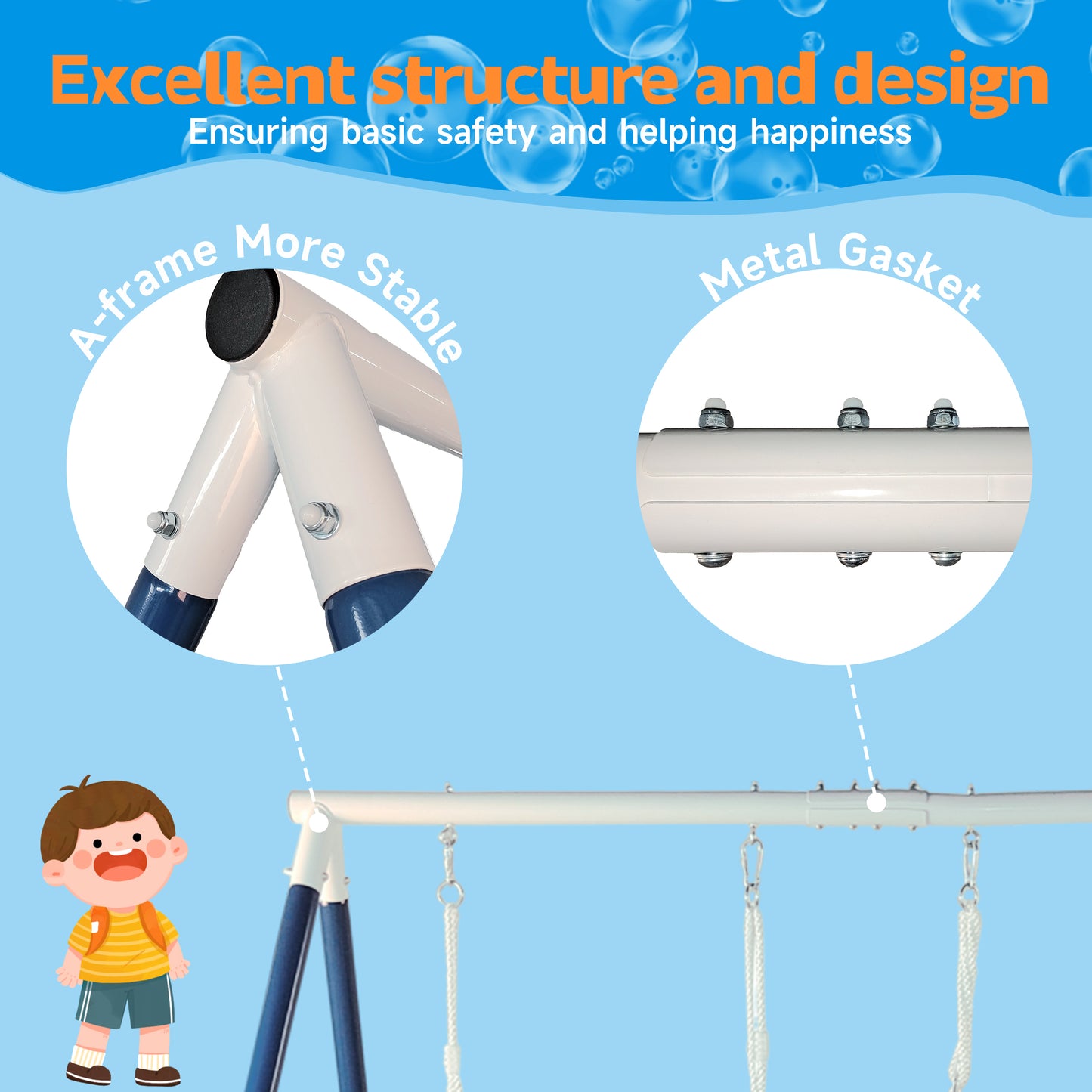 Kids Backyard Metal Swing Set