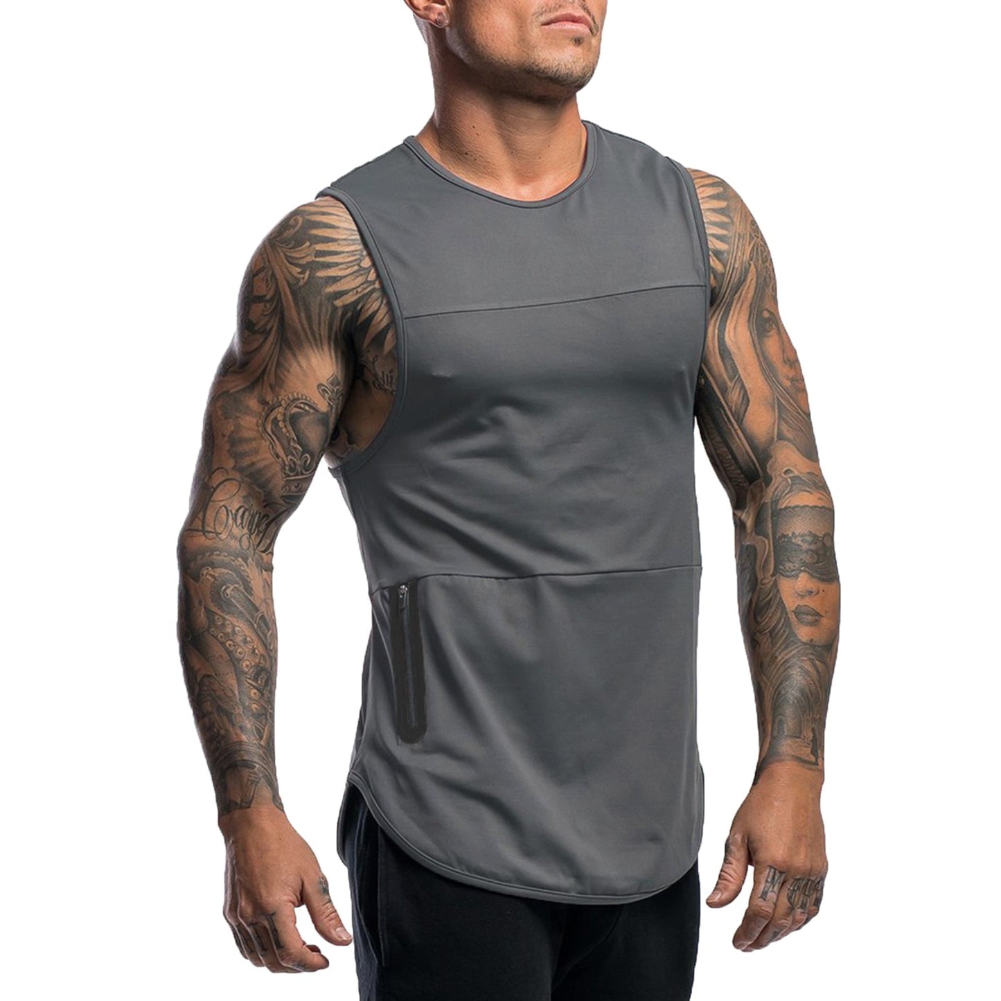 Men’s Zip‑Pocket Tank Top – Summer Fitness Vest