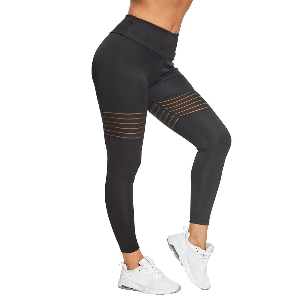 Women’s Breathable Mesh Yoga Pants – Flexible Polyester Spandex Workout Leggings
