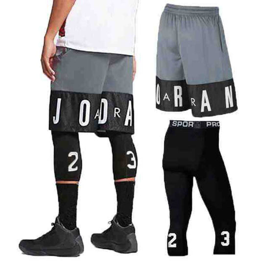 Men's Quick-Dry Basketball Shorts & Tights Set