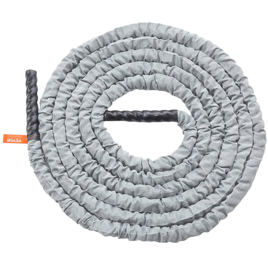 30ft Heavy-Duty Polyester Battle Rope with Anchor Kit – Gray