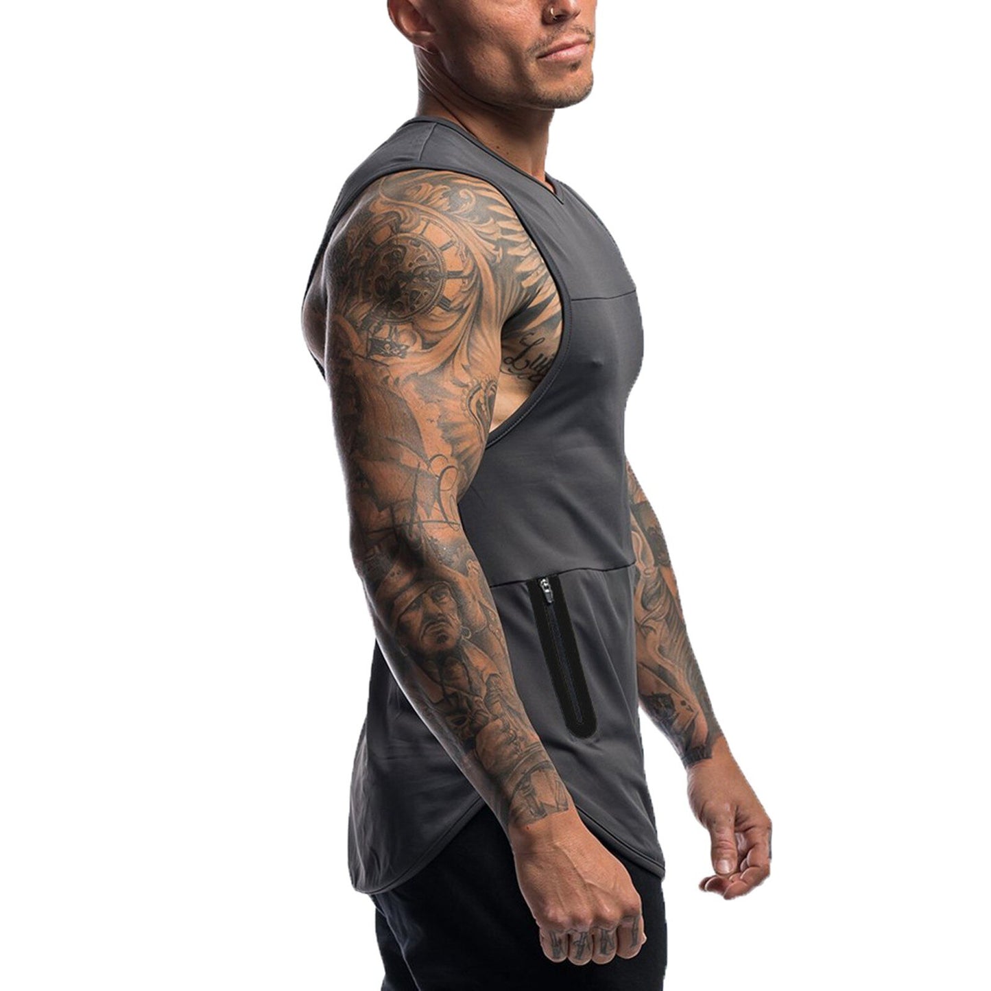 Men’s Zip‑Pocket Tank Top – Summer Fitness Vest