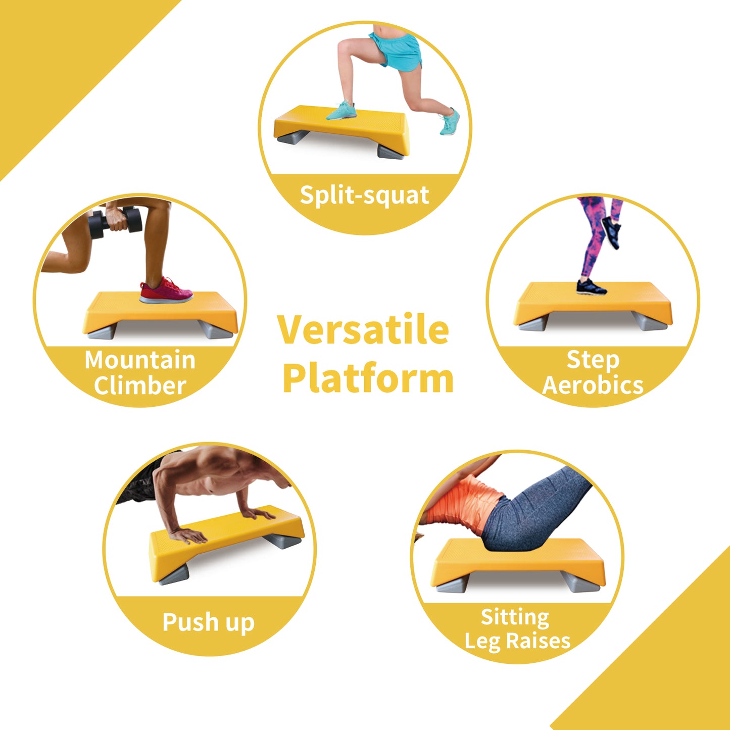 Adjustable Aerobics Step Platform (Yellow)