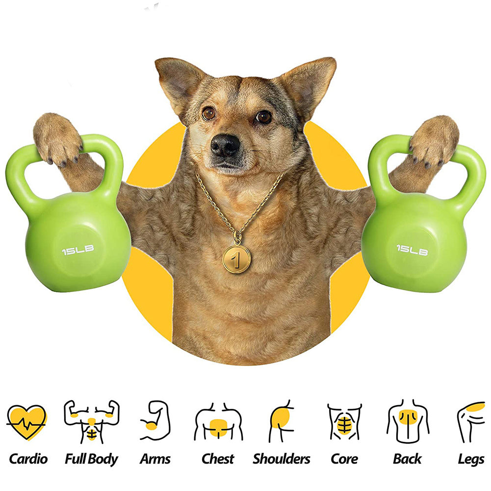 15lbs Vinyl Coated Kettlebell – Strength Training Weight Set