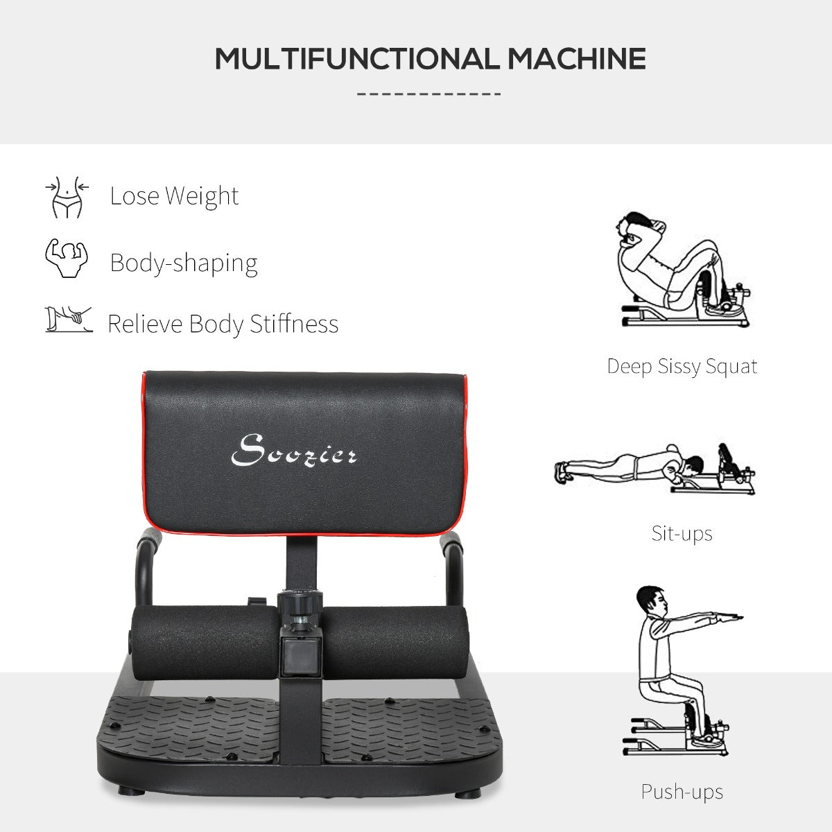 3-in-1 Padded Home Gym Sissy Squat Machine